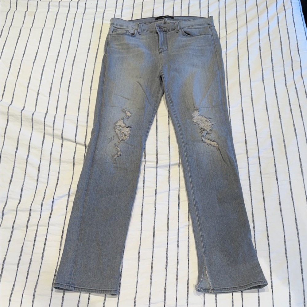 J Brand Denim Distressed Flare Bottom Skinny Jeans - Size 29x31